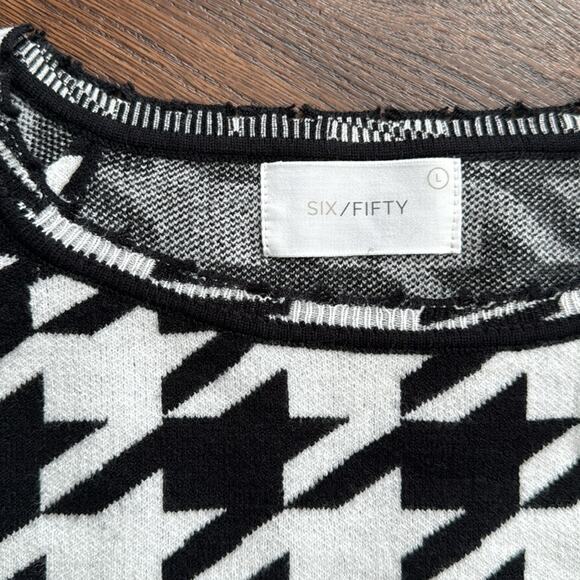 Six Fifty NWT Modesty with Style Top Black & White Houndstooth Size L - Picture 6 of 8